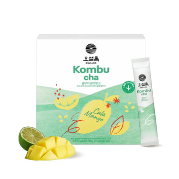 Osulloc Kombucha Tea Calamango (Calamansi & Mango Blending), Sparkling Powdered Mix Beverage, No Added Sugar, 30 Sticks, 5.3Oz