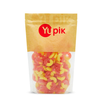 Yupik Gummy Sour Peach Rings, 2.2 lb (35.2 oz), Gluten-Free, Fruity Peach Flavor, Sugary Coating, Chewy Gummies, Fun Treat, Swee
