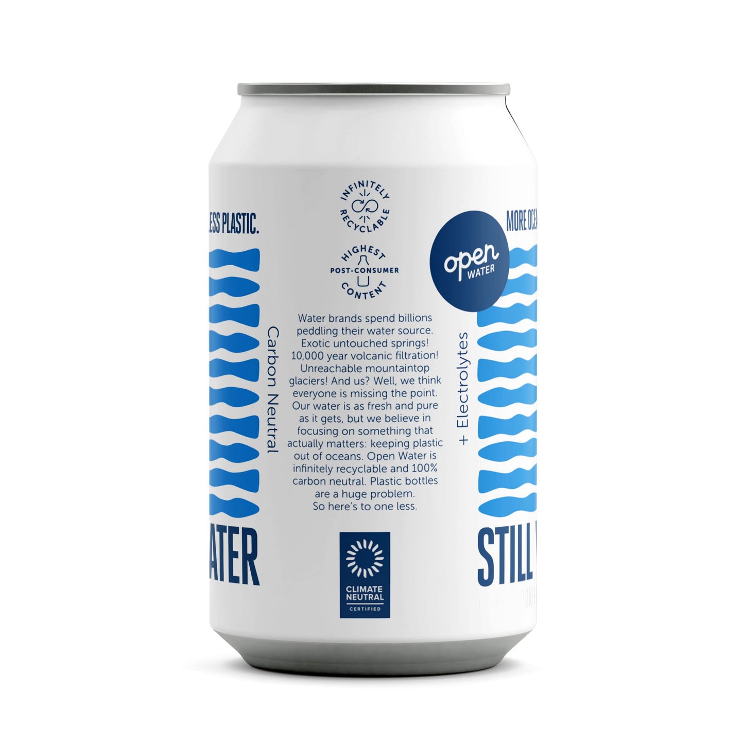 Open Water Still 12oz Cans (4 Cases, 48 Cans) - Sustainable Aluminum Canned Still Water With Electrolytes - 7.0 pH Balanced BPA-
