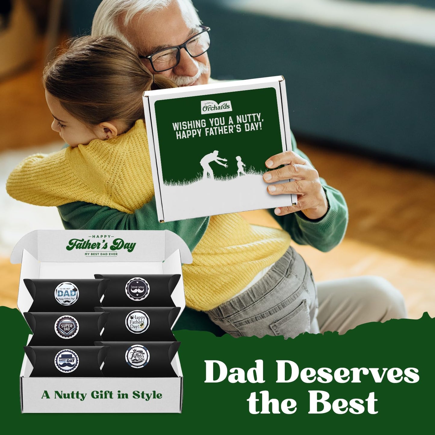 Simple Orchards Fathers Day Nut Gift Baskets - 6 Pillow Boxes of Fresh Nuts, Perfectly Packaged for Dad Celebrations