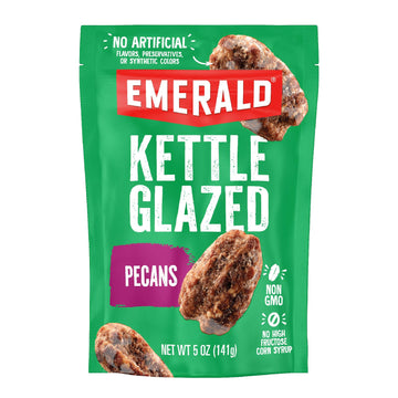 Emerald Nuts Kettle Glazed Pecans (1-Pack), 5oz Resealable Bag, Kosher Dairy Certified, Non-GMO, Contains No Artificial Preservatives, Flavors or Synthetic Colors