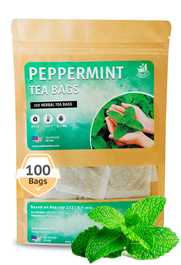 TeaDreamTea Peppermint Herbal Tea Bags - Caffeine Free - 100 Count