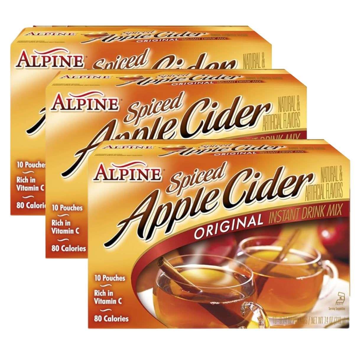 Lyfno Alpine Spiced Apple Cider Original, 48 Pouches, 0.74 OZ Each, Includes Spoon