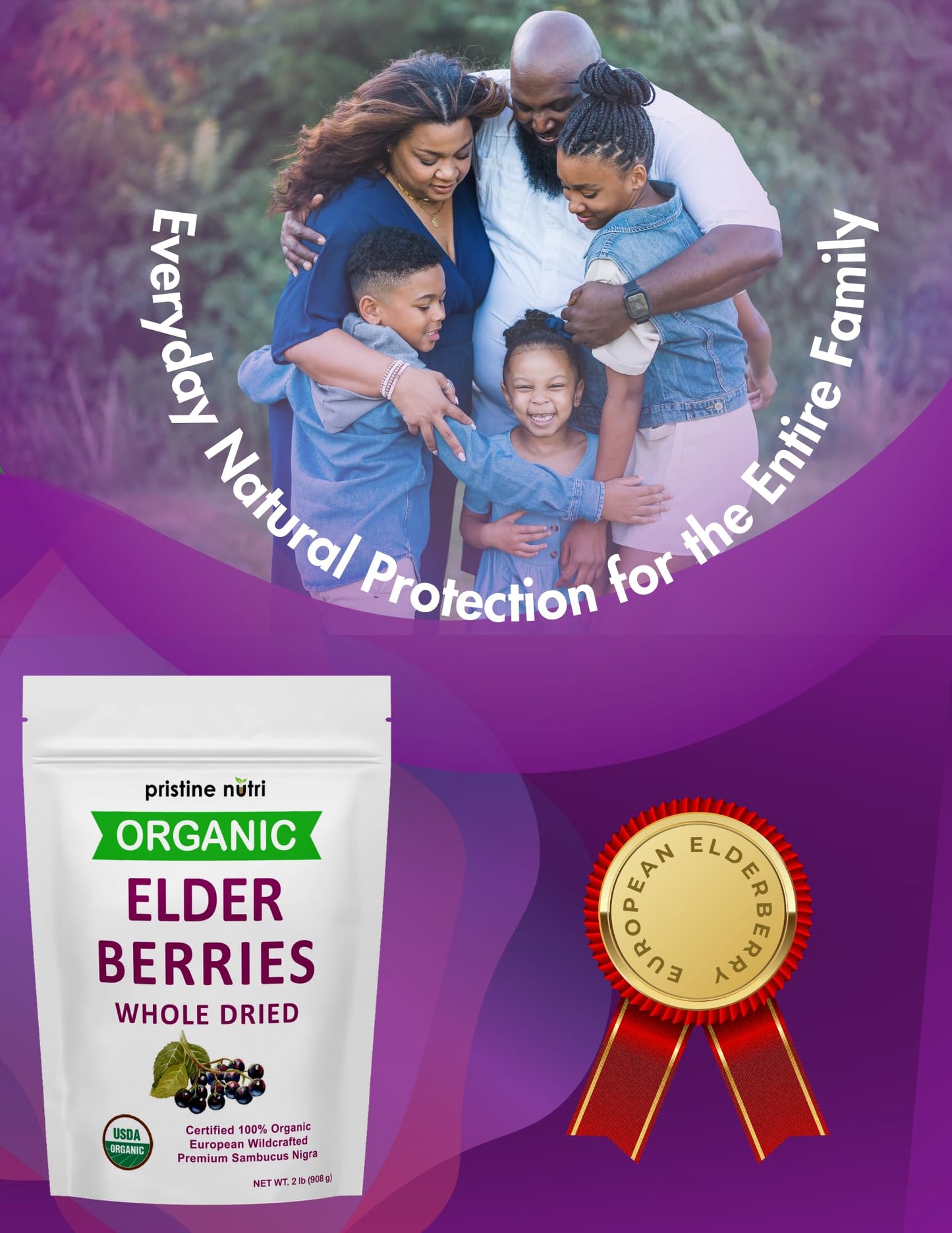 Pristine Nutri Organic Dried Elderberries | Non-GMO, Wildcrafted | 32 oz Bulk | Immunity Booster