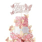 HaakLux Rose Gold Butterfly Cake Topper Set, Paper, Includes 20 Pink Cupcake Toppers, Happy Birthday Party Decor