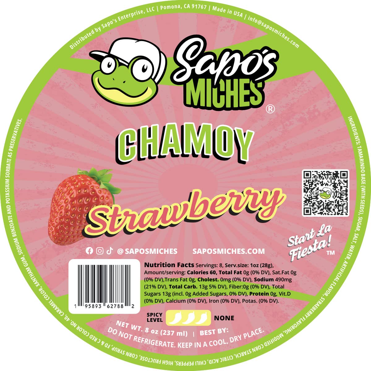 Sapo'S Miches Chamoy Rim Rimming Paste Sauce Candy Dip For Drinks, Micheladas, Fruit, 8 Oz (Strawberry)
