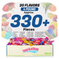 Fruit Chew 20 Flavors, Bulk 330+ Pieces, 4 Pound (Strawberry, Mango, Green Apple, Grape, Pineapple, Kiwi, Dragon Fruit, 3 Berrie