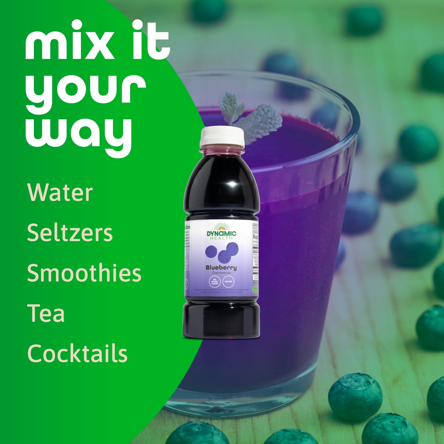 Dynamic Health Blueberry Concentrate, 100% Concentrate, Unsweetened, No Additives, Brain Function, Antioxidant Support, Vegan, G