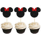 Gyufise 36 Pack Black And Red Glitter Mouse Inspired Cupcake Toppers With Bow Mouse Cake Decorations For Baby Shower Wedding Kid