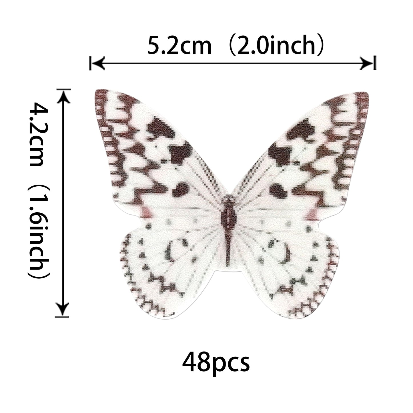 48 Pcs Wafer Paper Cupcake Toppers - Edible Butterfly Cupcake Picks & Decorations For Butterfly Theme Baby Shower & Kids Birthda