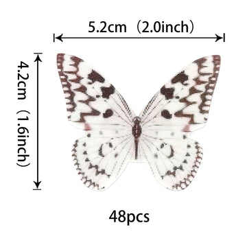 48 Pcs Wafer Paper Cupcake Toppers - Edible Butterfly Cupcake Picks & Decorations For Butterfly Theme Baby Shower & Kids Birthda