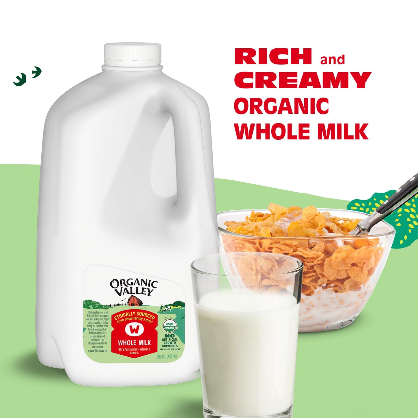 Organic Valley Organic Whole Milk - Pasture Raised, Non GMO - 128 oz (Gallon)