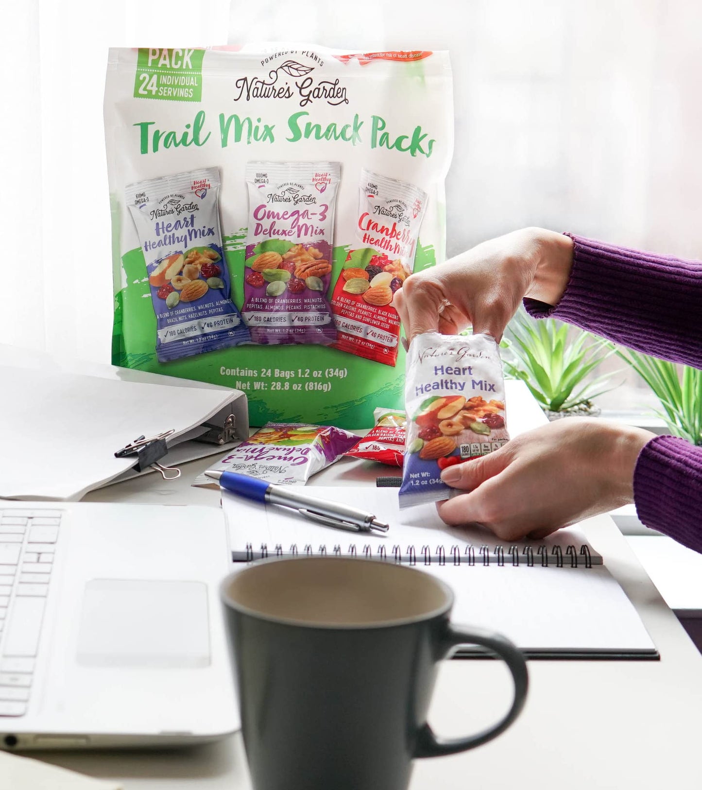 Nature'S Garden Healthy Trail Mix Snack Packs - Mixed Nuts, Heart Healthy Nuts, Omega-3 Rich, Cranberries, Pumpkin Seeds, Perfec