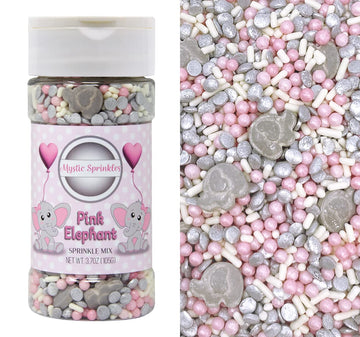 Mystic Sprinkles Baby Shower Sprinkle Mixes (Pink Elephant Sprinkle Mix 3.7oz)