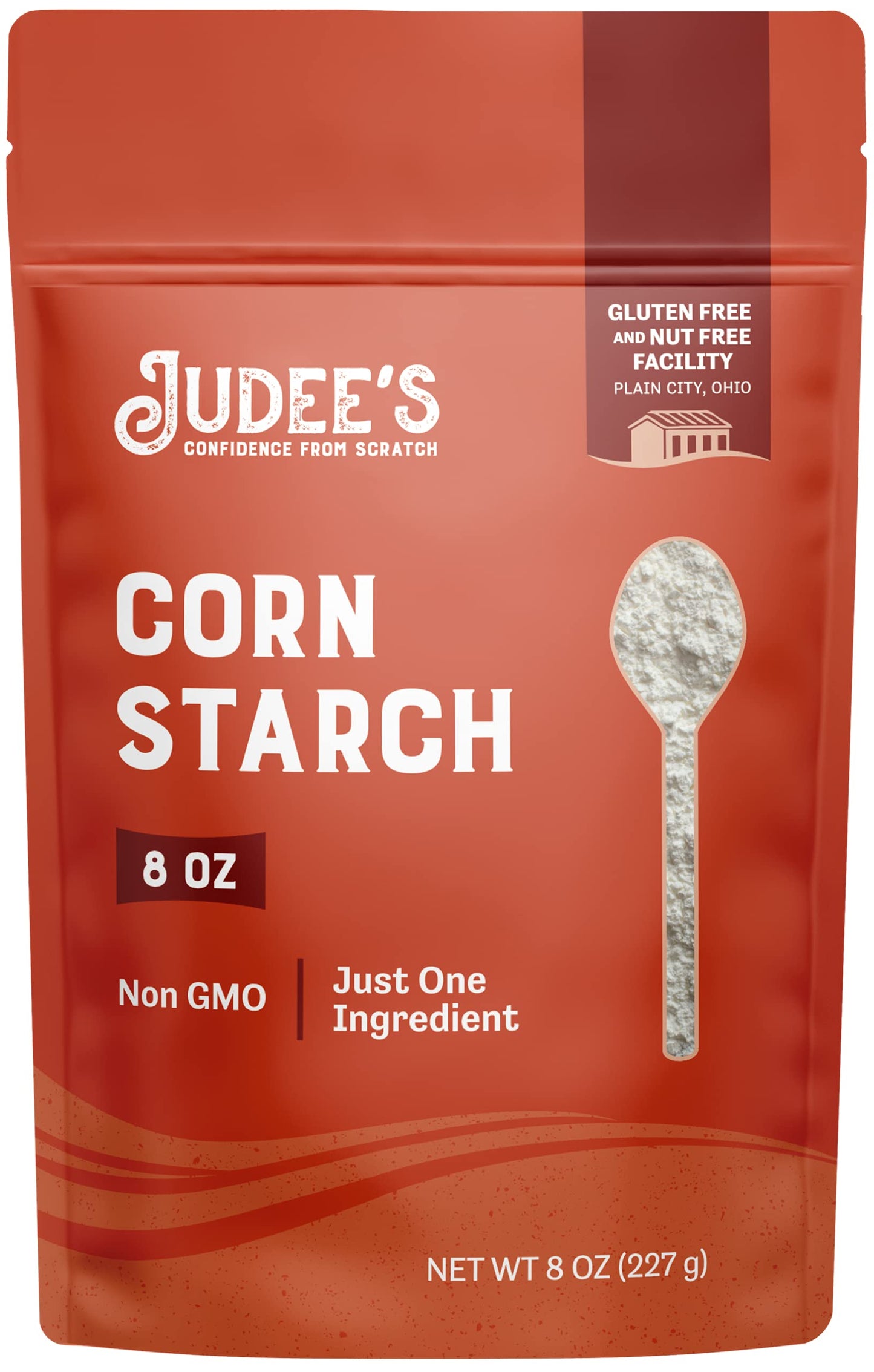 Judees Corn Starch 8 oz - 100% Non-GMO and Just One Ingredient - Gluten-Free and Nut-Free - Great Thickener for Sauces, Soups, a