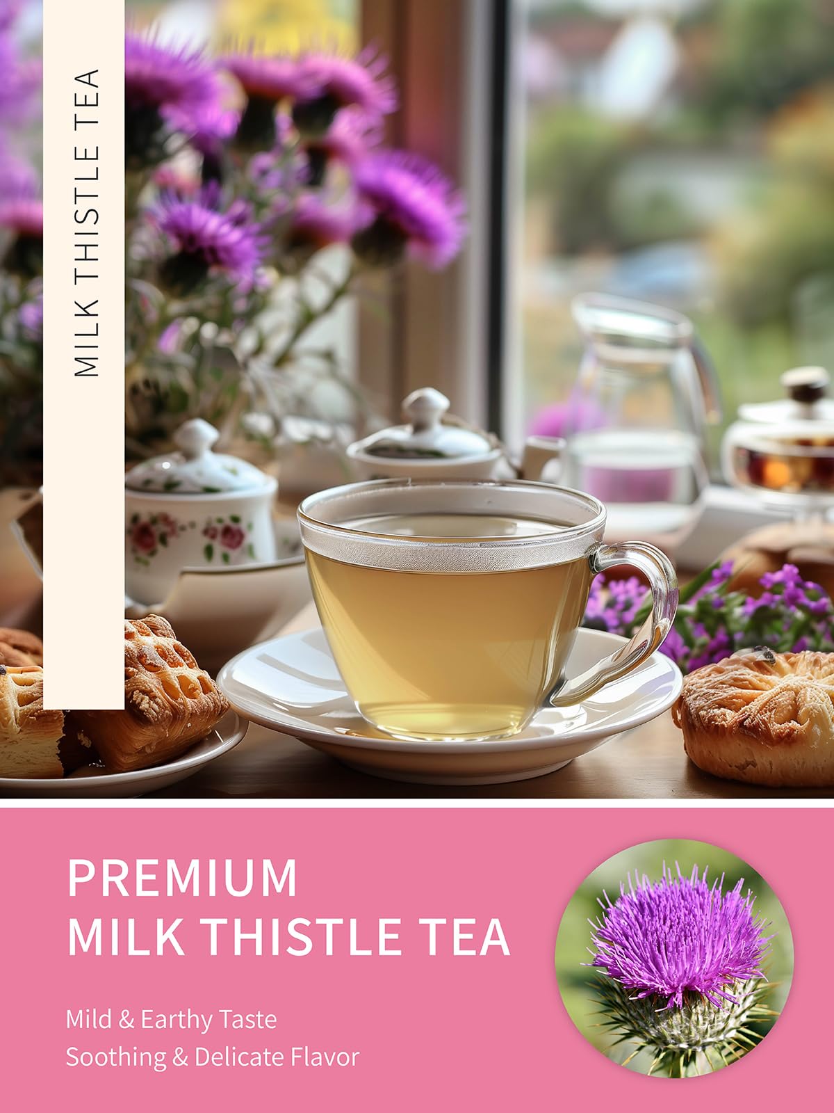 TeeLux Milk Thistle Tea Bags, Caffeine Free, Mild & Mellow Taste, 60 Count