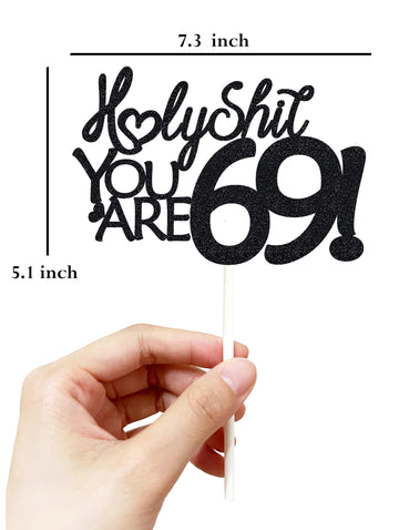 Happy 69Th Birthday Cake Topper 69 Birthday Cake Toppers-Black Glitter, Funny 69Th Cake Topper For Men For Women, 69Th Birthday