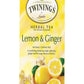 Twinings Lemon & Ginger Herbal Tea, 20 Count, Caffeine-Free, Ideal for Relaxation