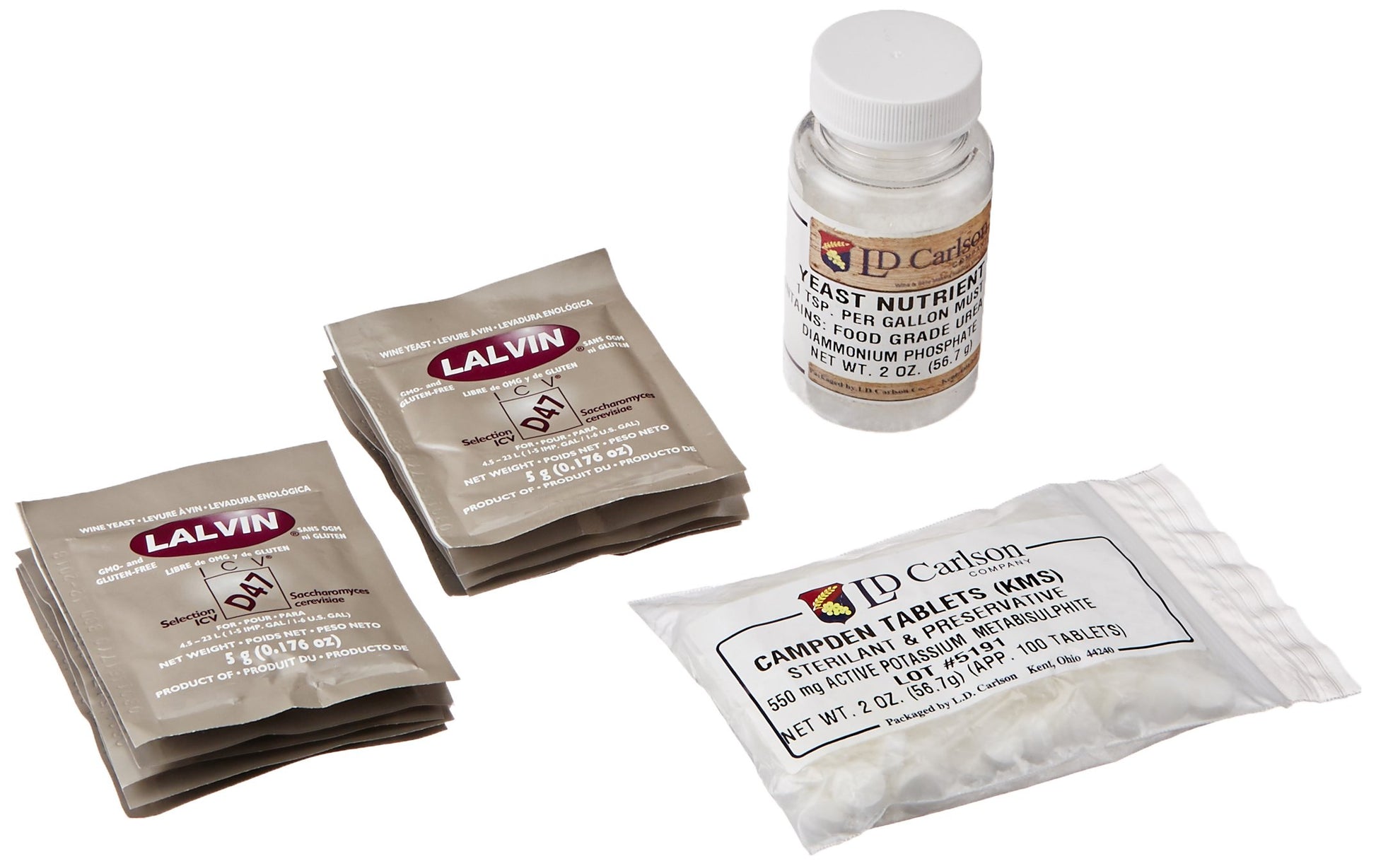 Oxalis Supply 2V-ARJG-B113 10 Pack D47 Wine Yeast  2 Oz Yeast Nutrient  Potassium Campden 100 small format product Bundle