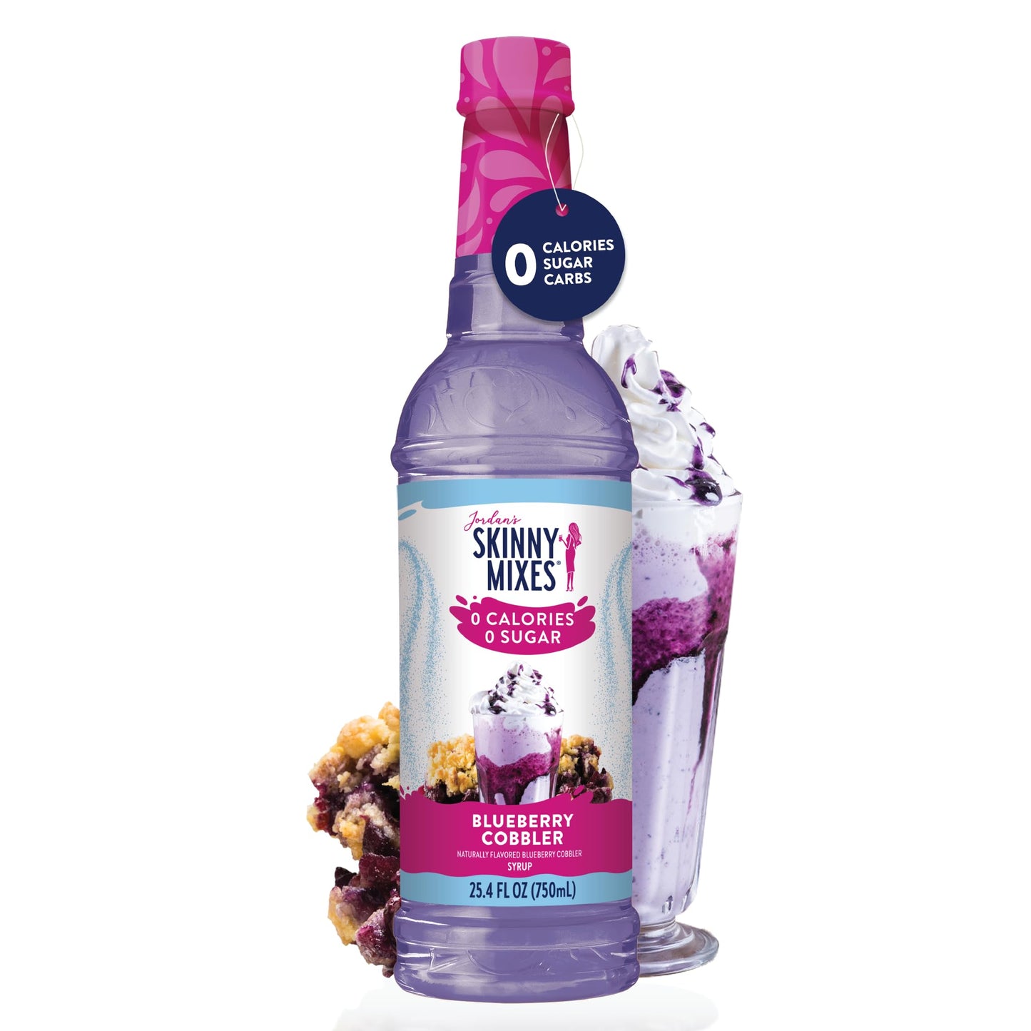 Jordans Skinny Syrups Blueberry Cobbler Coffee Syrup, Sugar Free, Zero Calorie, 25.4 Fl Oz, Gluten Free, Keto Friendly