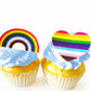 Sugar Robot Pride Decorations for Cake Decorating - Rainbow Cake Toppers and Hearts Cupcake Toppers - Made in the USA - Premium 