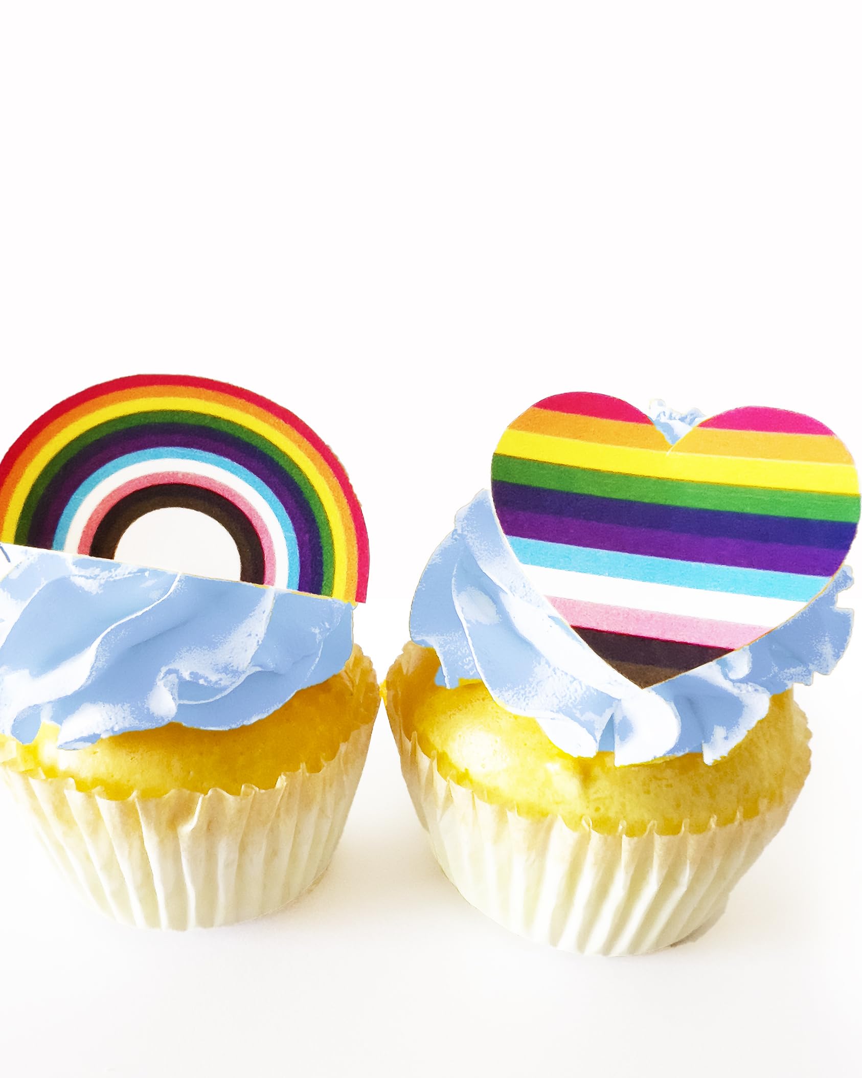 Sugar Robot Pride Decorations for Cake Decorating - Rainbow Cake Toppers and Hearts Cupcake Toppers - Made in the USA - Premium 