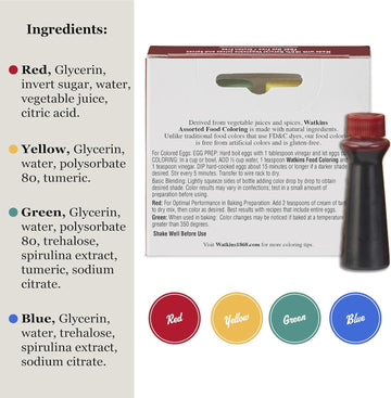 Watkins Assorted Food Coloring, 1 Each Red, Yellow, Green, Blue, Total Four 0.3 Oz Bottles, 4 Count (Pack Of 6)