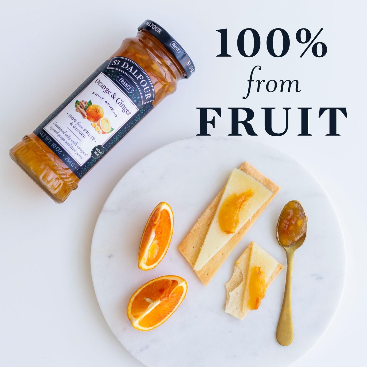 St. Dalfour Orange & Ginger Fruit Spread - 10Oz - 100% From Fruit & Ginger, No Artificial Ingredients, Non-Gmo, No Cane Sugars,
