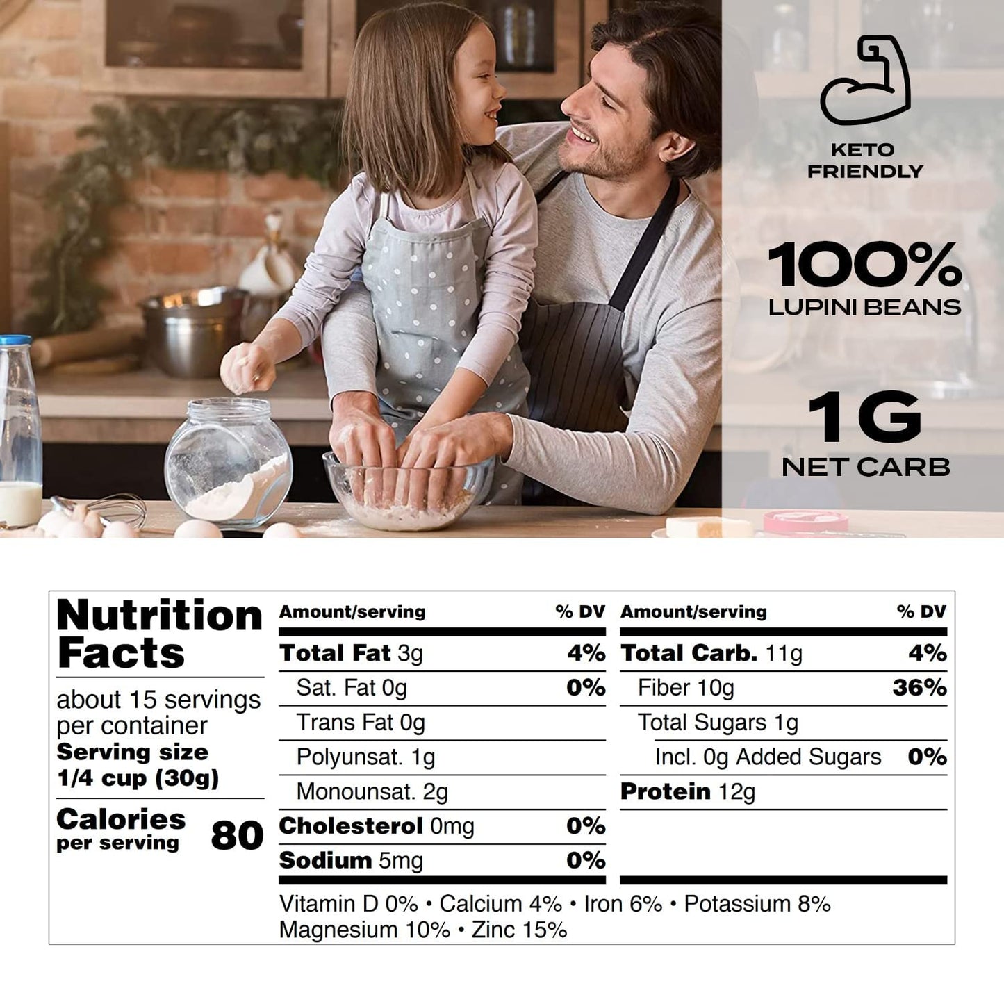 Aviate Lupini Flour - Keto, Vegan, Non-GMO, Gluten Free, High Protein - 3 Pack (16 Ounces)
