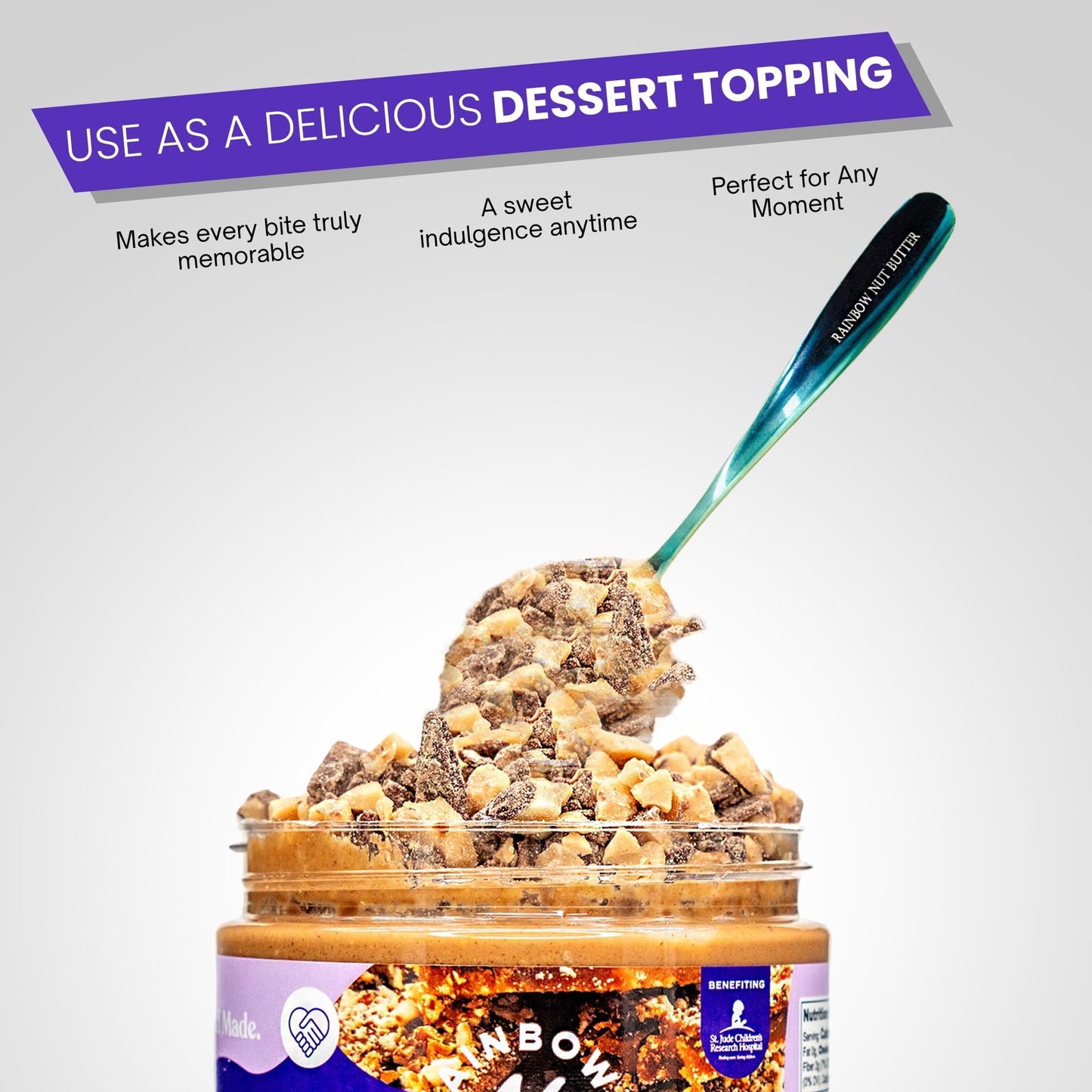 Rainbow Nut Butter, Toffee Peanut Butter, Spread, Treat, Snack, Dessert, Milk Chocolate Chips, High Protein Flavored Nut Butter,
