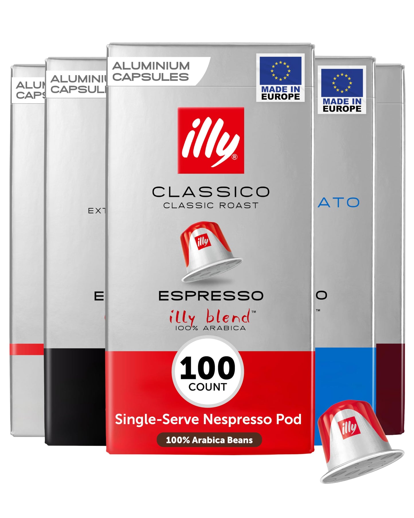 Illy Aluminum Espresso compact pieces for Nespresso - Classico, Forte, Intenso, Decaf, Classico Lungo - 10 Count (Pack of 10)