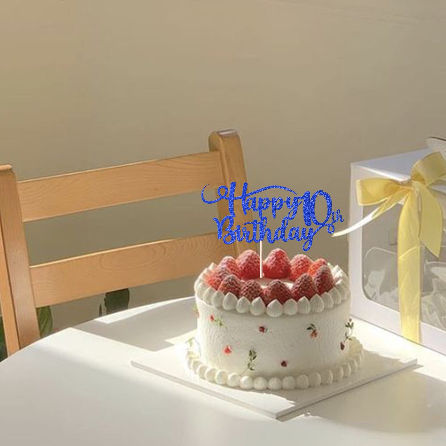 Rssta i Happy 10th Birthday Cake Topper, Glitter Number 10, Deep Blue, Paper, Model XM223