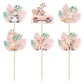 Gyufise 36Pcs Pink Safari Baby Shower Cupcake Topper Floral Jungle Animals Baby Cake Decorations Safari Theme Cupcakes Toppers F