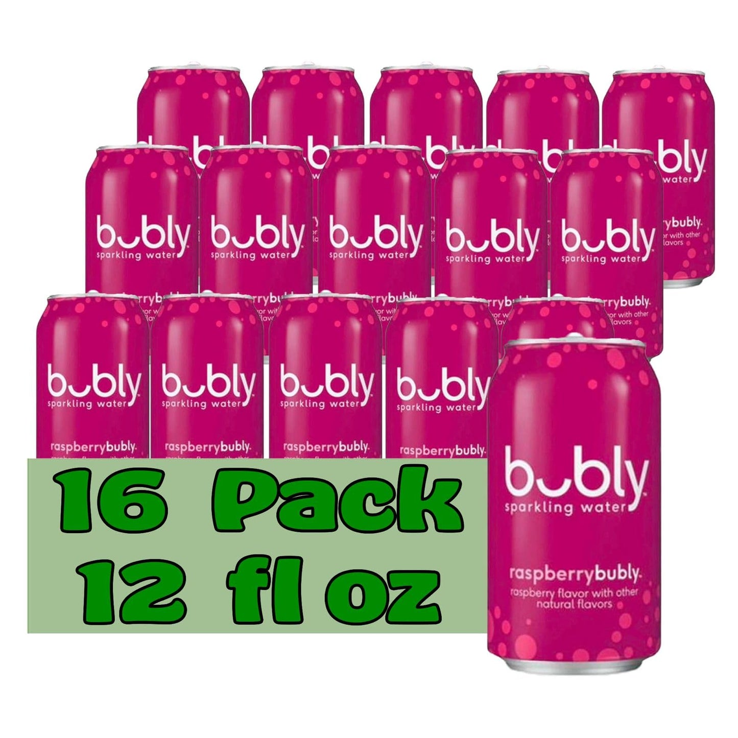 Bubly Raspberry Flavored Sparkling Water 12 fl oz Aluminum Can 16 Pack