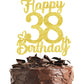 38 Birthday Cake Toppers-Gold Glitter, 38Th Cake Topper For Men,38 Cake Topper For Women, 38Th Birthday Decorations,38Th Birthda