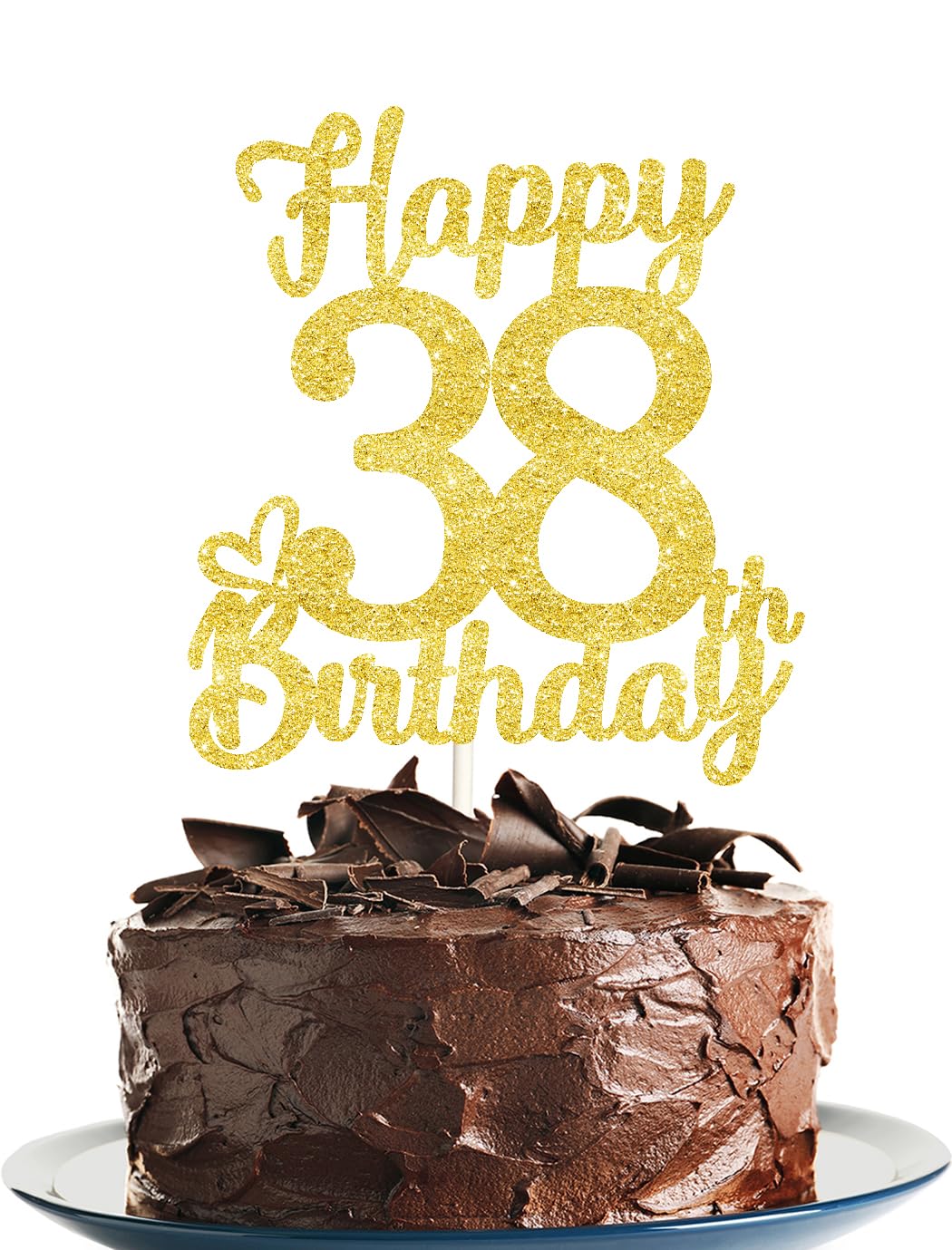 38 Birthday Cake Toppers-Gold Glitter, 38Th Cake Topper For Men,38 Cake Topper For Women, 38Th Birthday Decorations,38Th Birthda