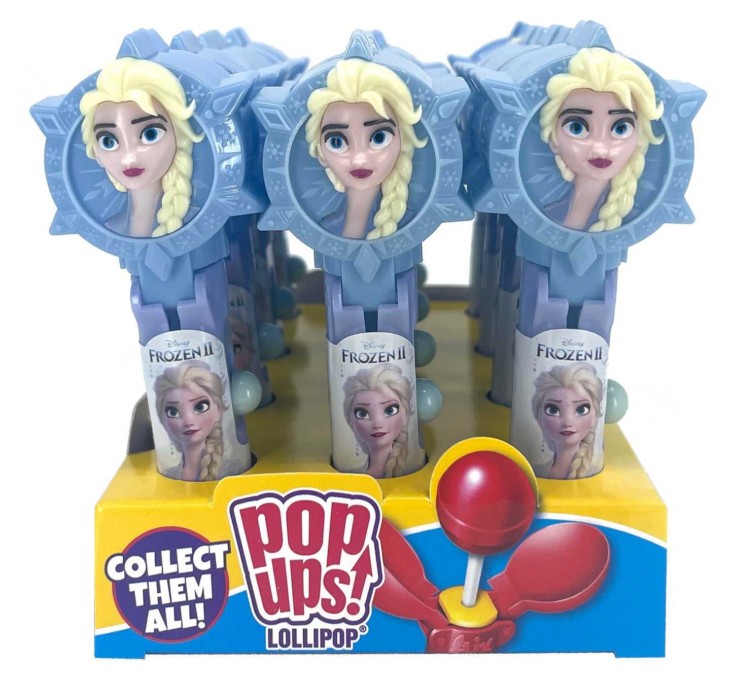 Pop Ups! Frozen Lollipop Holders - 12 Elsa Chupa Chups Lollipops With Cases - Individually Wrapped Candy Party Favors - Disney C