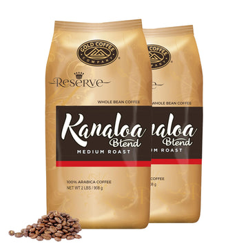 Gold Coffee Company Kanaloa Premium House Blend | Gourmet Medium Roast Whole Coffee Beans| 100% Arabica Roasted Beans | 2 lbs. (