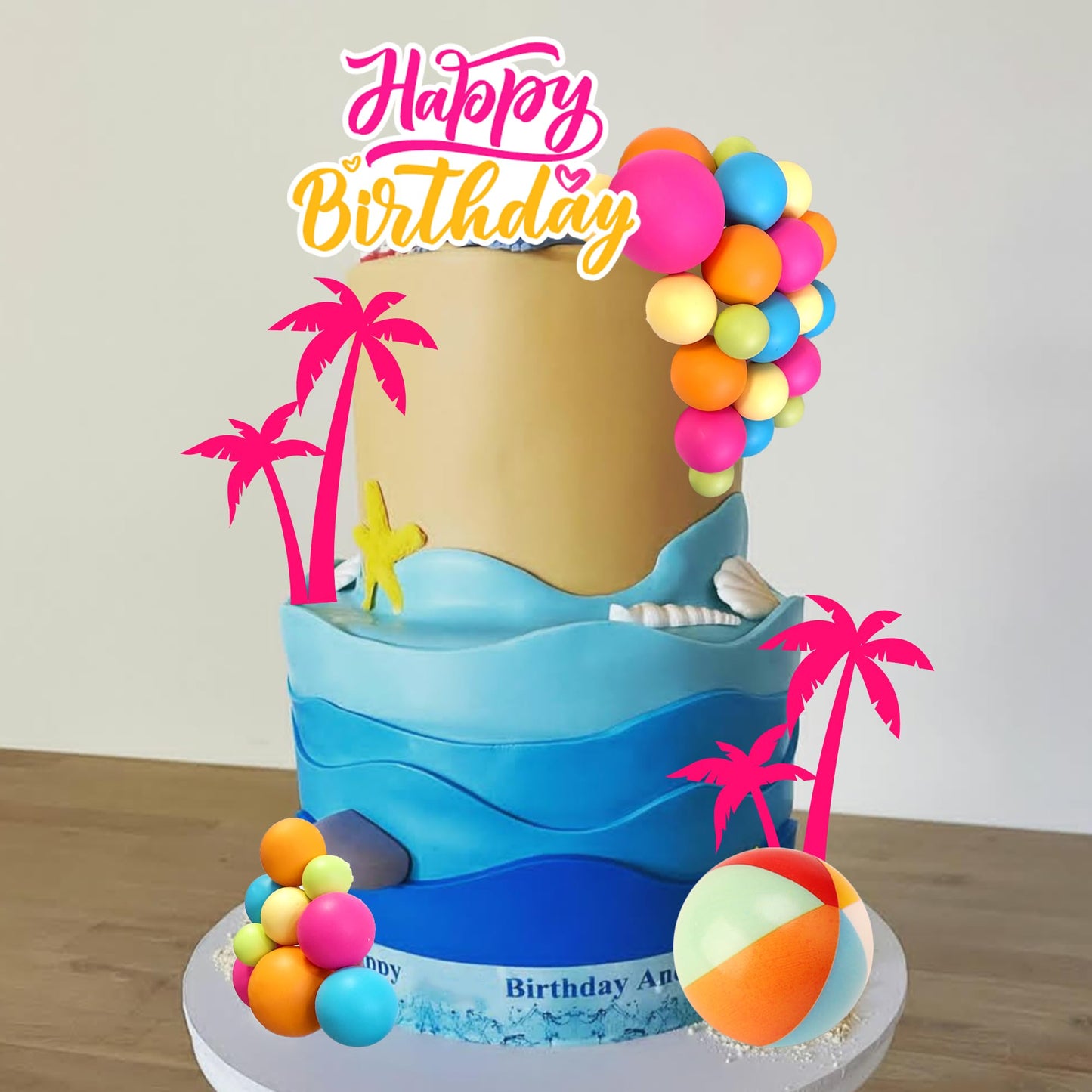 Balls Cake Toppers Blue Orange Birthday Cake Decorations For Baby Shower Birthday Cake Decorating (Hawaii)