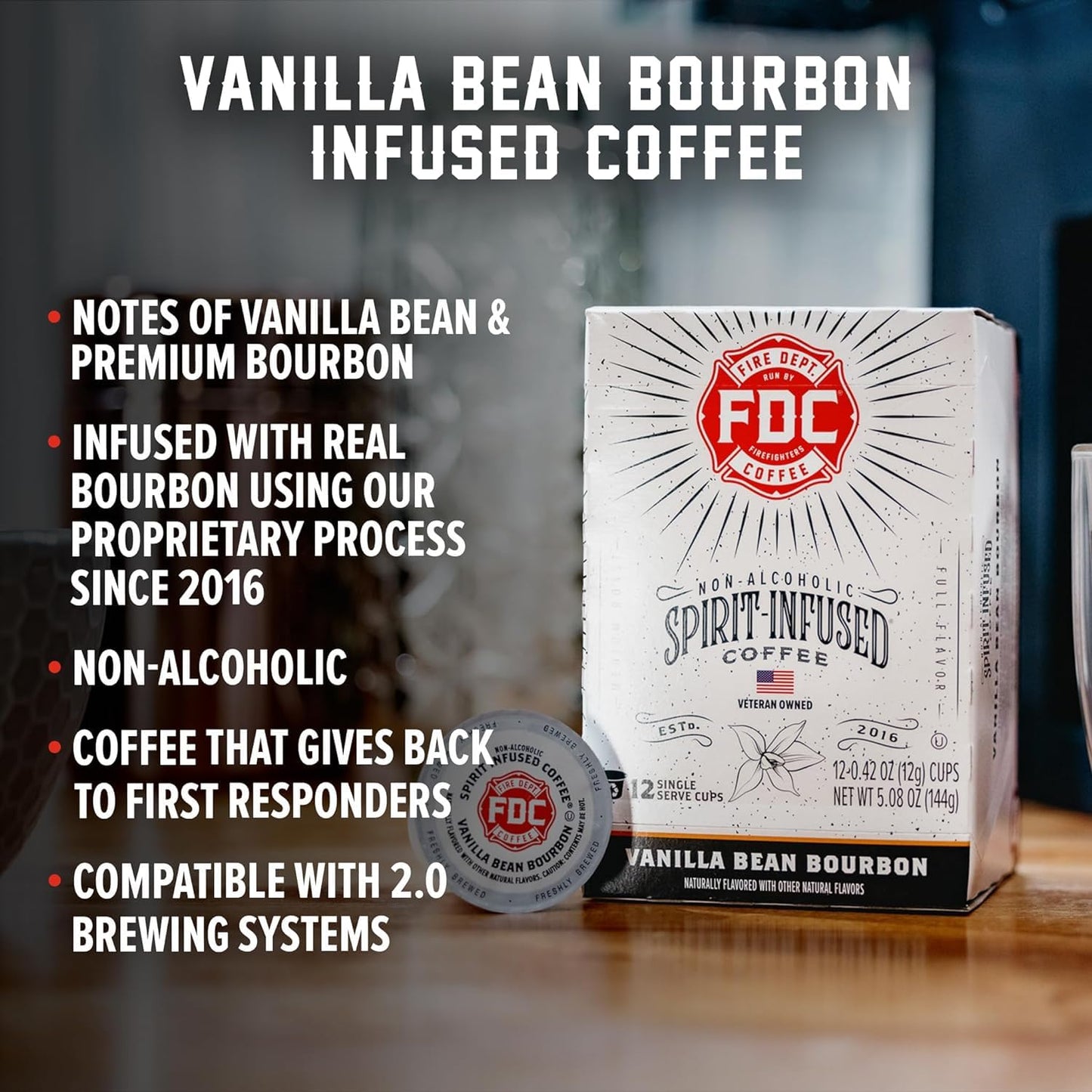 Fire Department Coffee Vanilla spirit-inspired flavor K Cups - Premium spirit-inspired flavor Infused Pods - 24 Count - Veteran Owned - Non-  ic