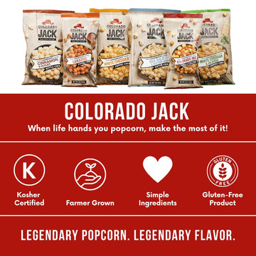 Colorado Jack Popcorn Colorado Mix, Jacks Mix of Caramel, White Cheddar & Jalapeo, Shareable Bags (3 pack), Gluten Free, Whole G