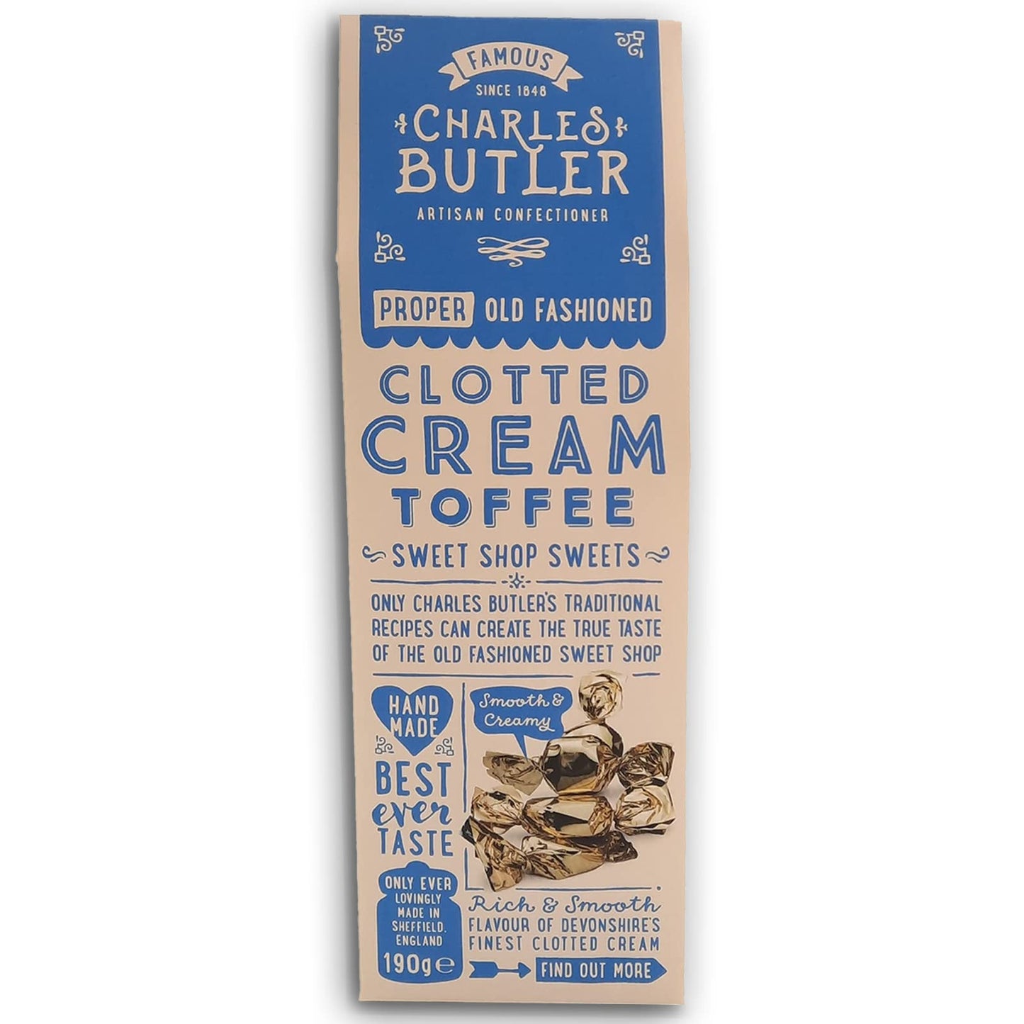 Charles Butler Clotted Cream Toffees | British Old Fashioned Smooth & Creamy Chewy Candy | Made with Devonshire's Finest Clotted