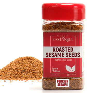 Eastanbul Toasted Sesame Seeds, 7.05oz, Turkish Roasted White Sesame Seeds, Perfect for Baking, Cooking, Dressing, and Seasoning