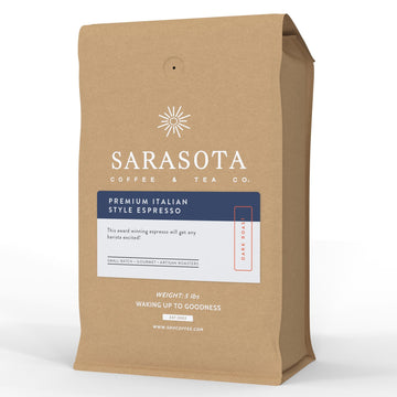 Sarasota Coffee Whole Bean Espresso | Dark Roast Gourmet Coffee Beans | Low Acid, Mold Free, Specialty Grade Bulk Beans | 5lb (8