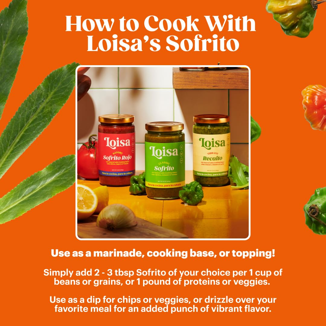 Loisa Recaito Sofrito Cooking Sauce, Non-Gmo, No-Msg, No Preservatives, No Artificial Coloring, No Artificial Flavors, Vegan, Pure Latin Flavor, 12 Oz, Pack Of 1
