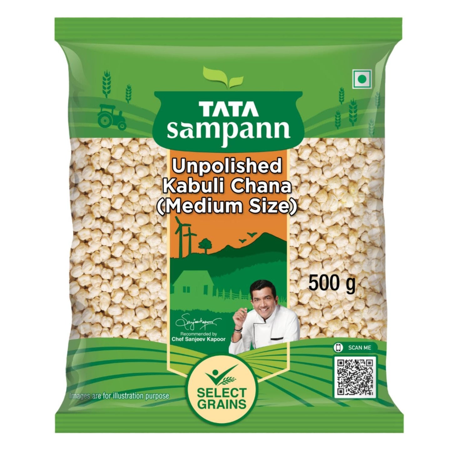 Tata Sampann Unpolished Kabuli Chana  500 G  (Medium Size)