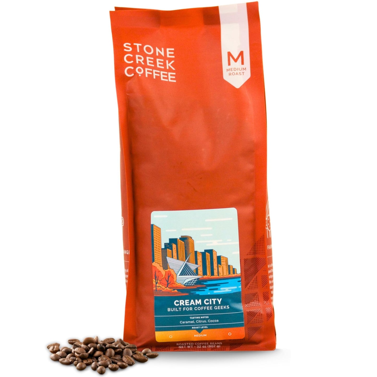 Stone Creek Coffee Medium Roast Whole Bean Coffee - 2 Lb (Pack Of 1) - Specialty Smooth And Sweet Fresh Roasted Coffee Beans With Fruity/Chocolate Tasting Notes  Cream City