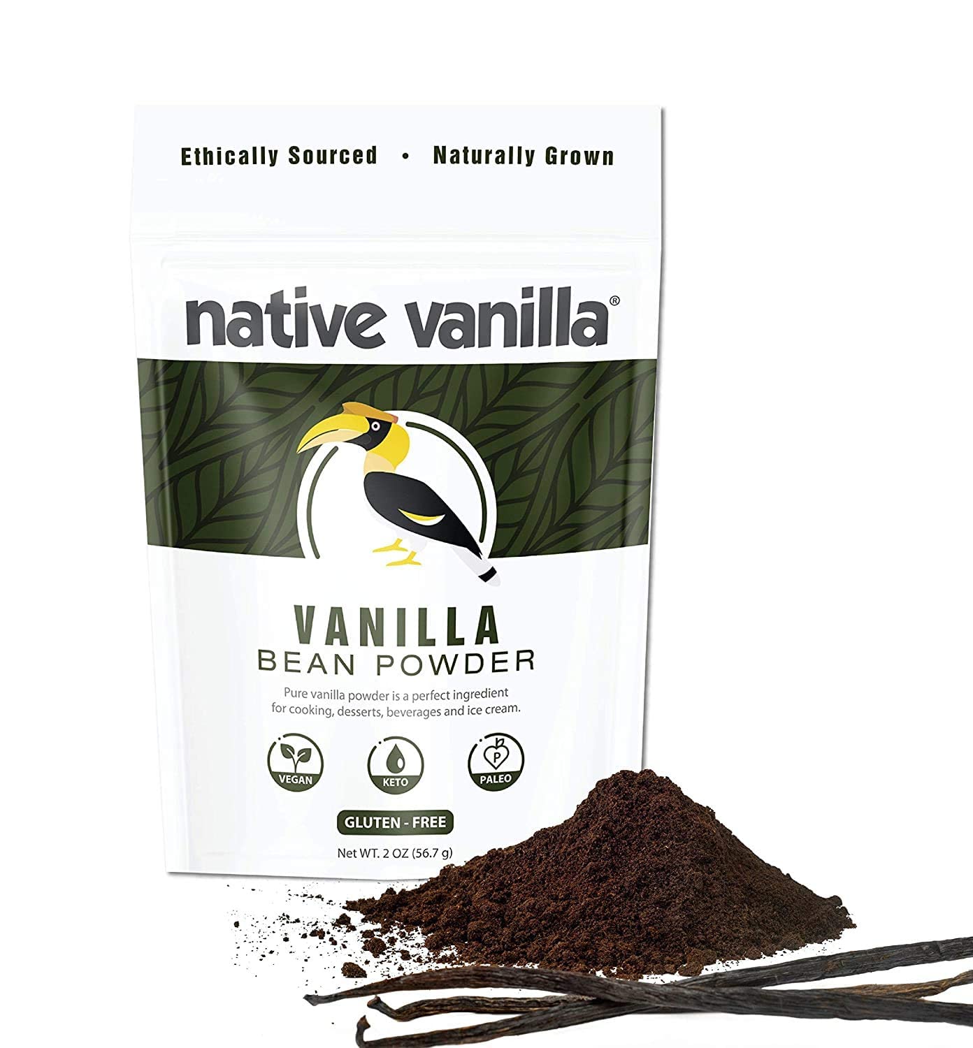 Native Vanilla Premium Gourmet Vanilla Powder 100% Pure Ground Bean 2 Ounce Pack