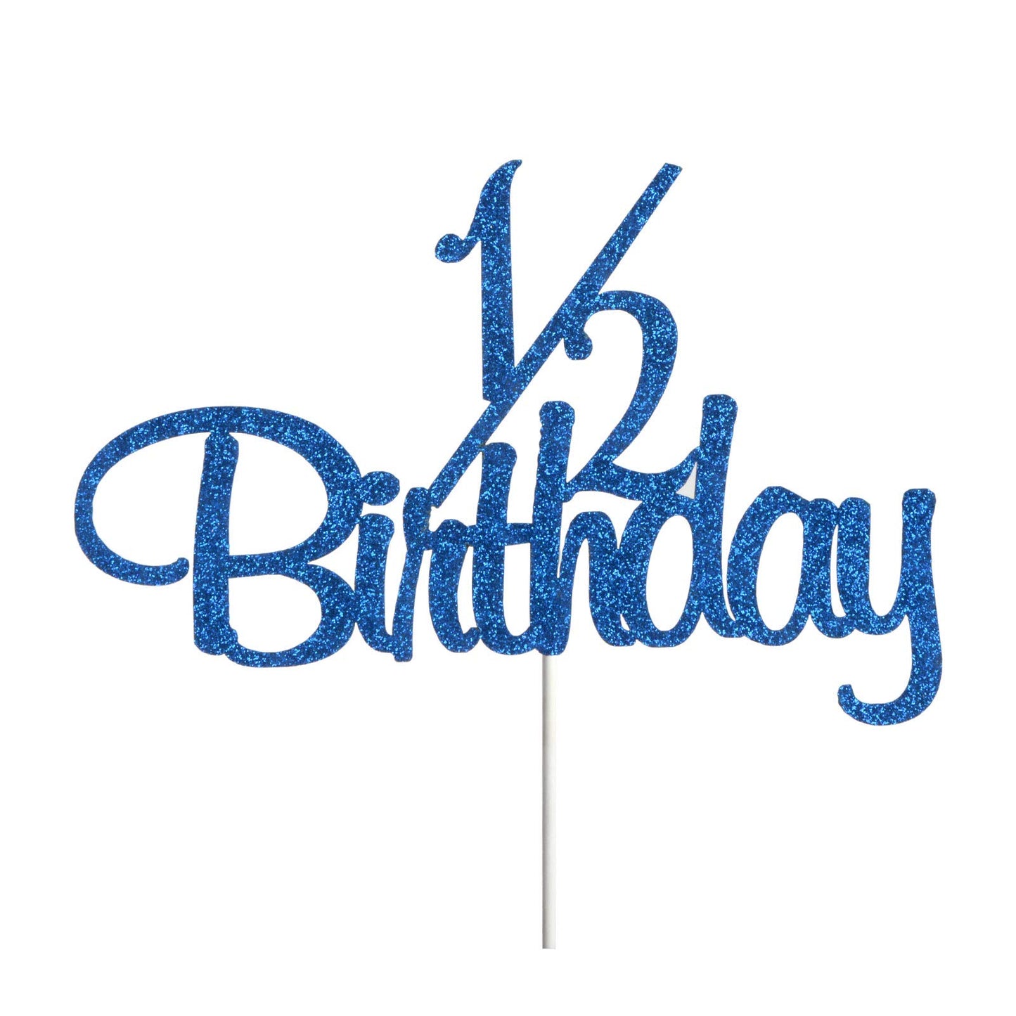 1/2 Birthday Cake Topper, Half Way To One, Baby Boys Girls Half Cake Deco, Happy 6 Month Birthday Party Supplies, Blue Glitter