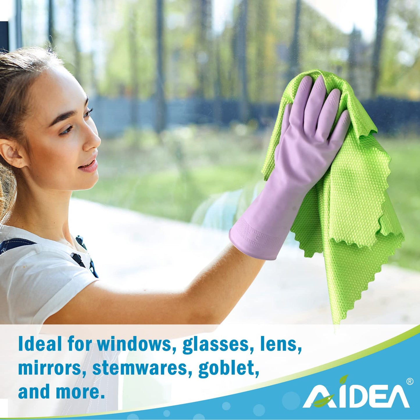 Aidea Microfiber Glass Cleaning Cloths-8Pk, 16''X16'' Premium Microfiber Glass And Window Cleaner, Lint Free Quickly Clean Windo